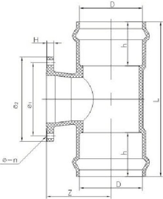 UPVC Rubber Ring Joint and Flanged Equal Tee for Water